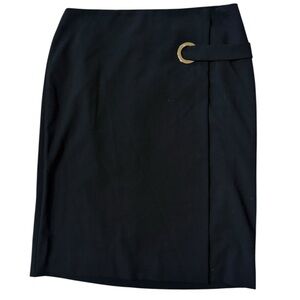 🍁 Calvin Klein Black Pencil Skirt with Gold Detail